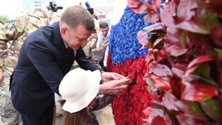 В Краснодаре в честь Дня России создали российский триколор из более чем десяти тысяч живых роз